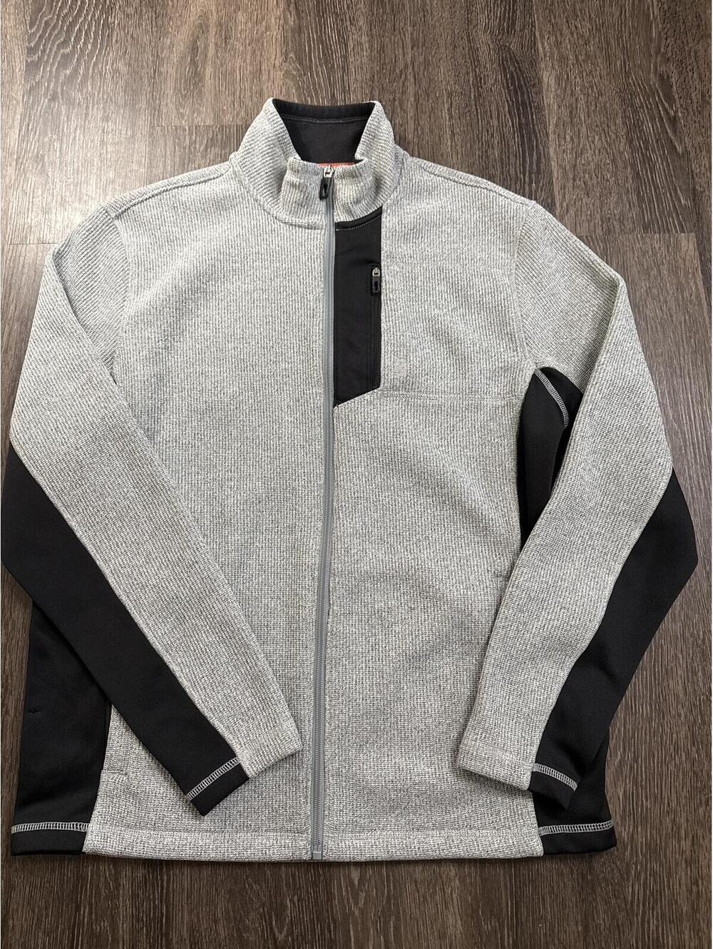 IZOD Advantage Performance Stretch Men's Full Zip Fleece Jacket Gray/Black SizeM